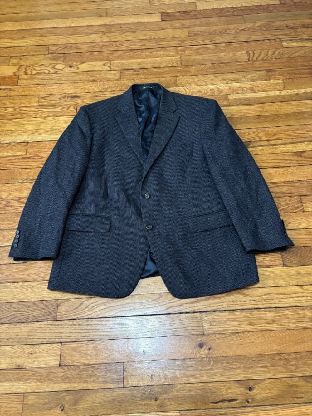 Lauren Ralph Lauren Mens Blazer Jacket Sz 44S Gray Wool Tweed Pindot Sport Coat